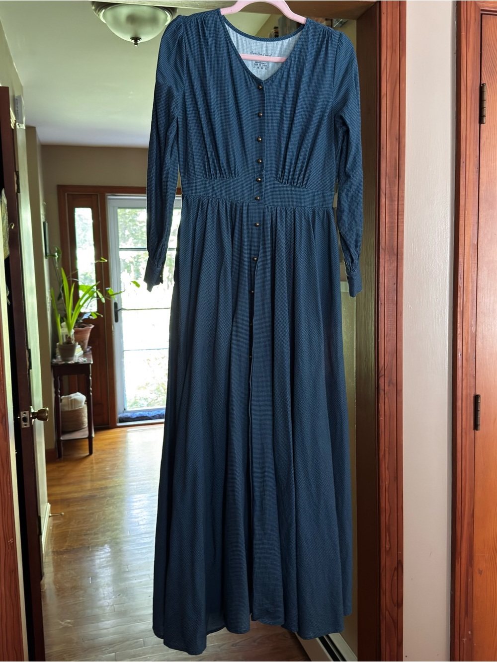 Super Cute Dresses indigo lattice maxi prairie dress cotton size S